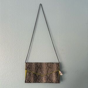 Snakeskin Pattern Clutch with Chain Strap